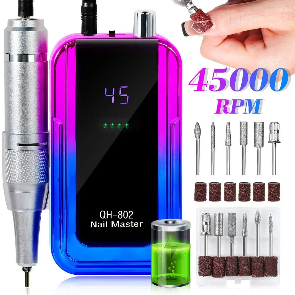 Professional 45000 RPM Rechargeable Electric Nail Drill Machine