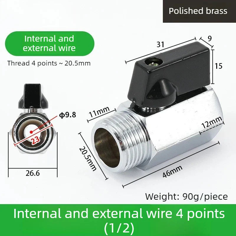 Copper Mini Ball Valve PT 1/8 1/4 3/8 1/2 Threaded Water Gas