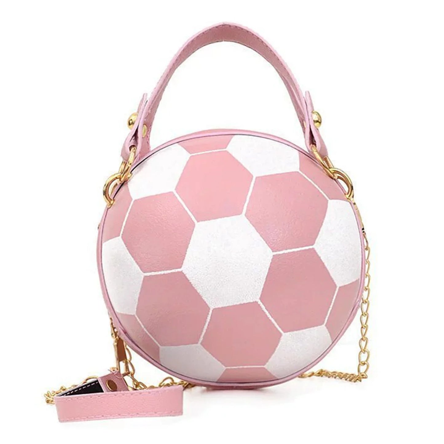 Novelty Basketball Purse For Women PU Leather Basketball Soccer Shoulder Bag for Daily Shopping Travel Peaceful Pleasures Health and Wellness Football pink