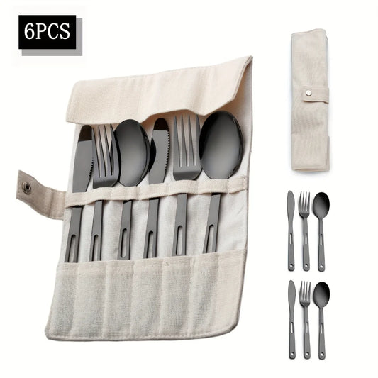 Stainless Steel Knife Fork and Spoon Set New Creative Outdoor Camping Western Cuisine Tableware Picnic Travel Portable Tableware Peaceful Pleasures Health and Wellness