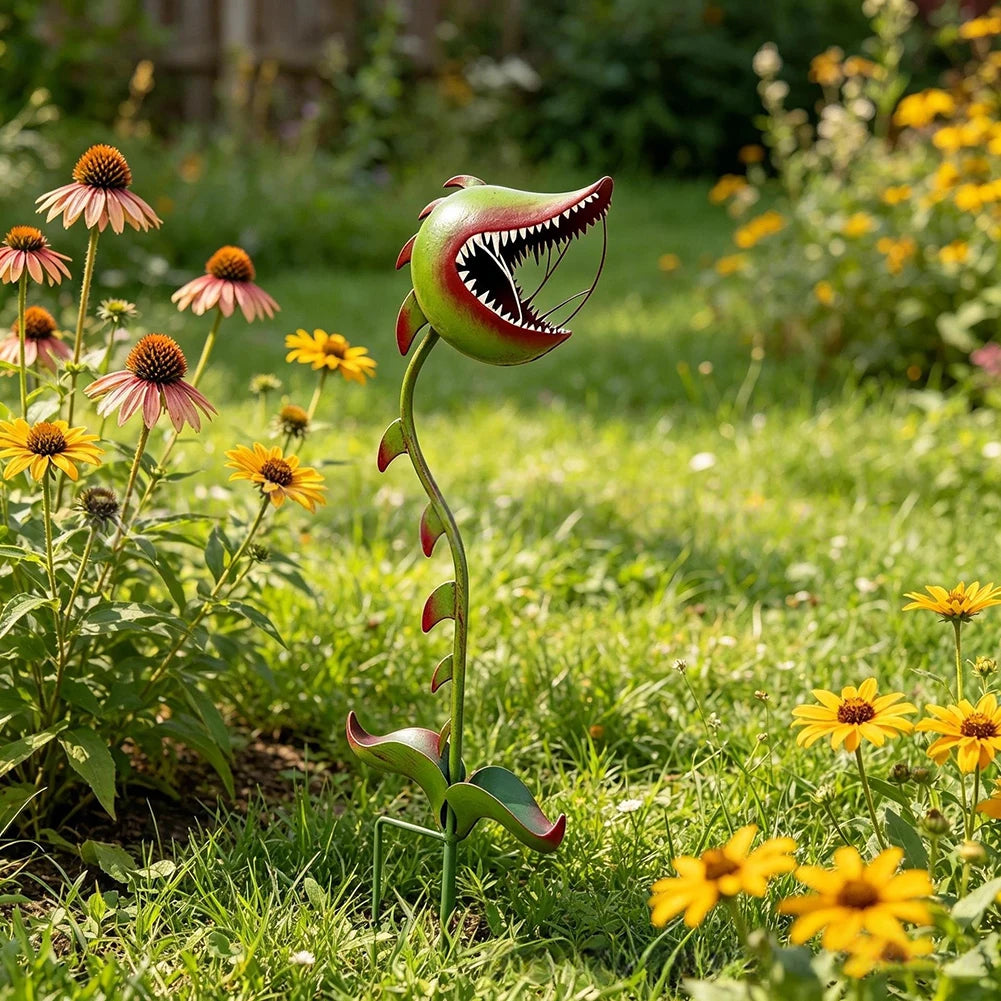 Man Eating Flower Pitcher Plant Iron Decorative Stake,Metal Carnivorous Plant Garden Stake,Yard/Garden Landscape/Pathway Decor Peaceful Pleasures Health and Wellness