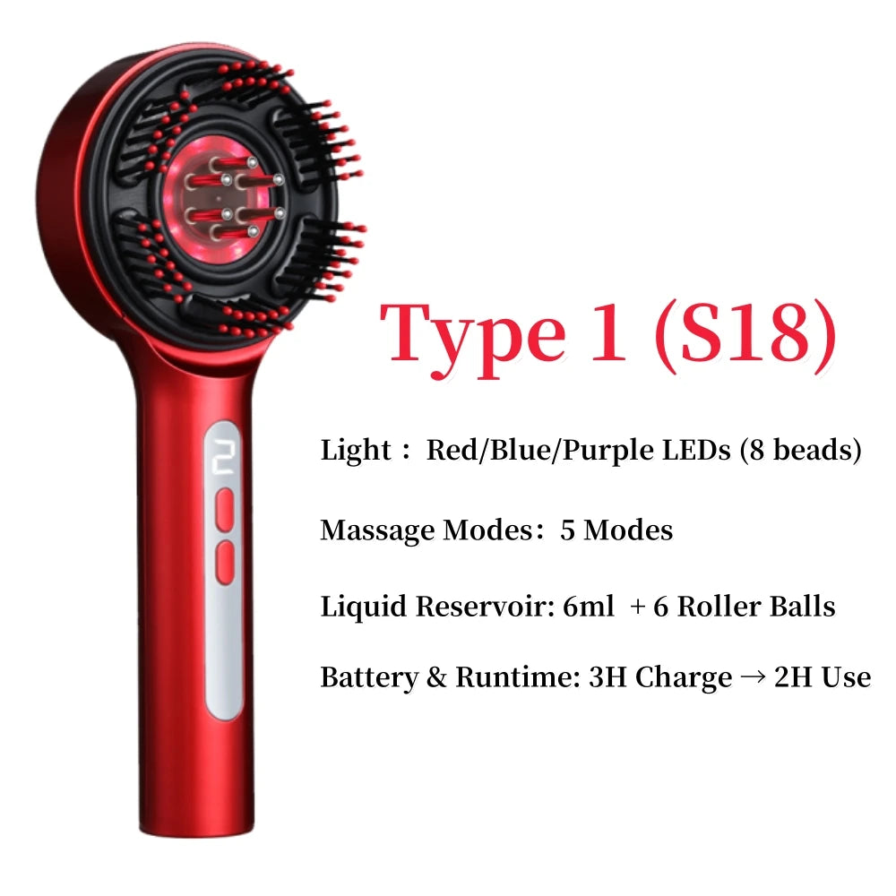 Electric Vibration Massage Comb Hair Care Brush Scalp Oil Applicator 630nm Red Light Therapy Hair Follicle Growth Comb Anti Loss Peaceful Pleasures Health and Wellness TYPE 1
