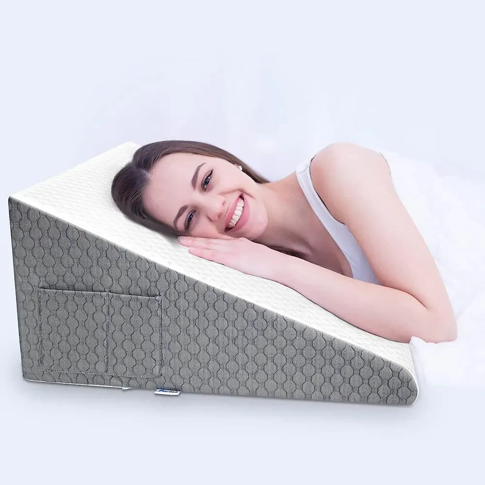 Wedge Pillow for Sleeping Acid Reflux After Surgery Triangle Elevated Pillow for Bedside Dormitory Office Air Layer Foam Peaceful Pleasures Health and Wellness