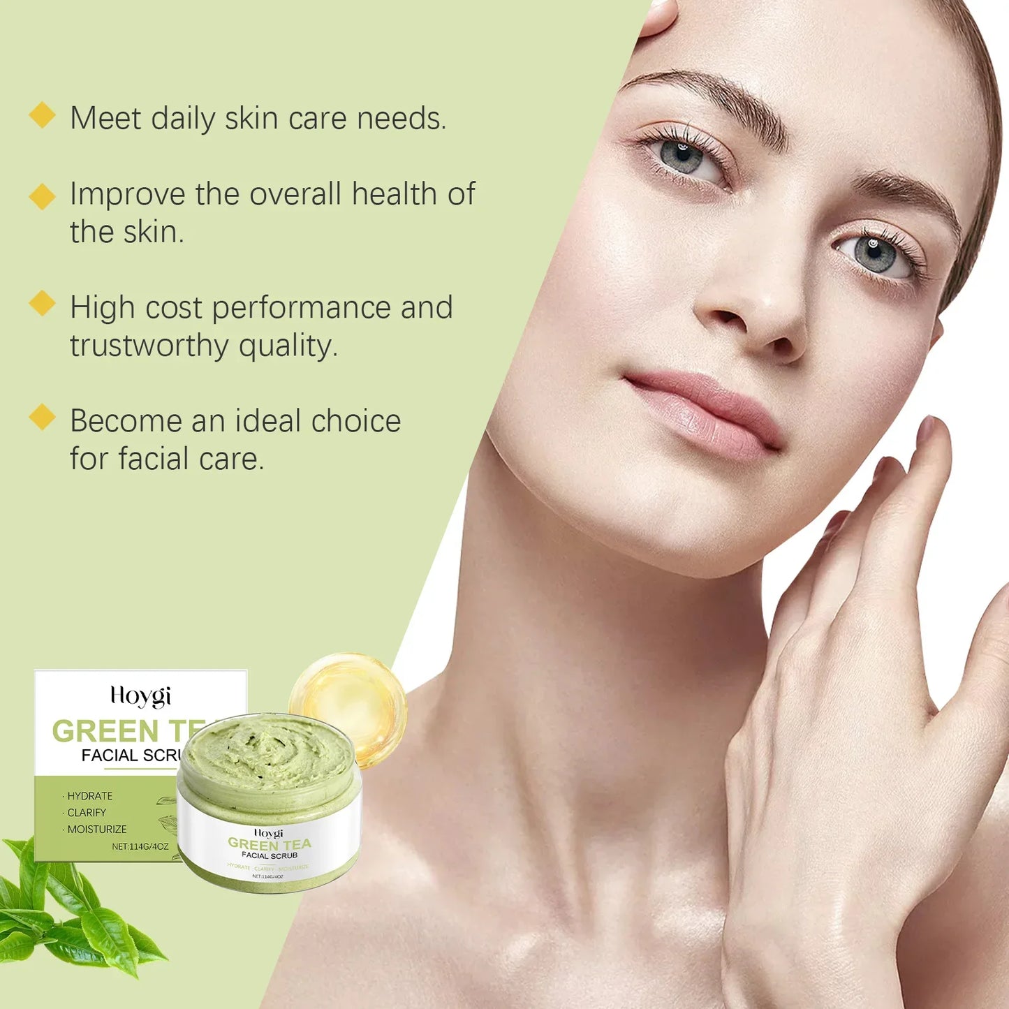 Hoygi Green Tea Facial Scrub – Pore Cleansing & Exfoliator