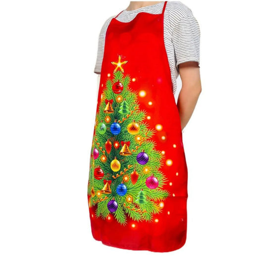 Aprons Sleeveless Dirt-proof Fabric Printed Halter Straps Christmas Apron Household Kitchen Cleaning Accessories Peaceful Pleasures Health and Wellness