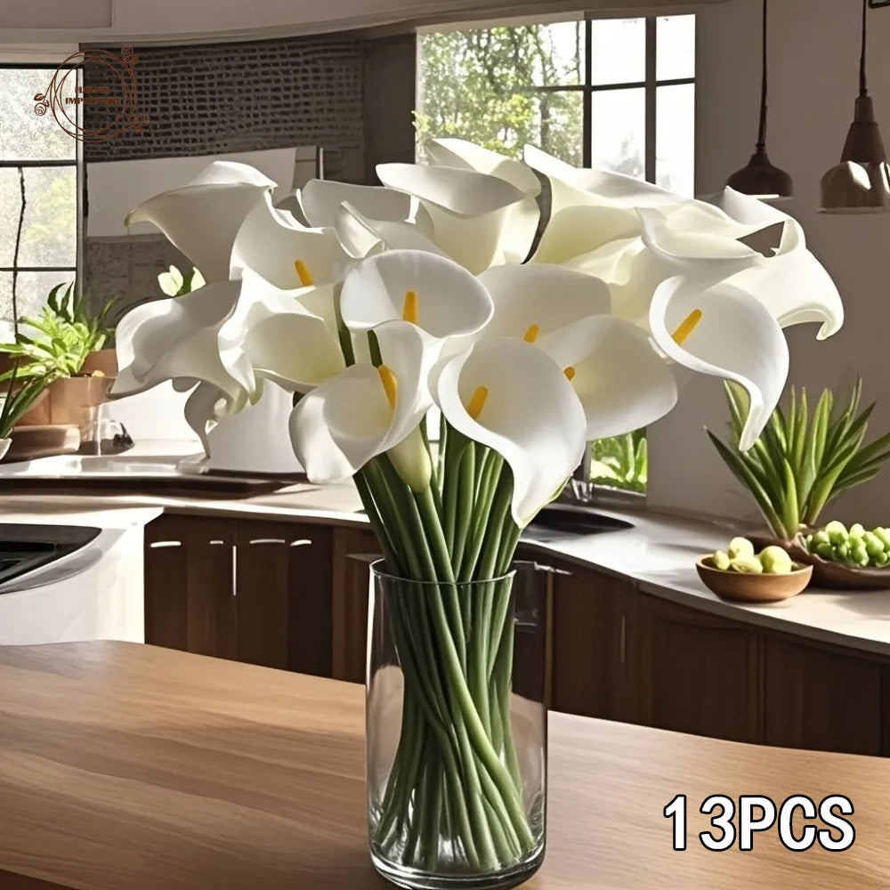 13pc Artificial Calla Lily Bouquet – PU Touch Wedding & Home Décor