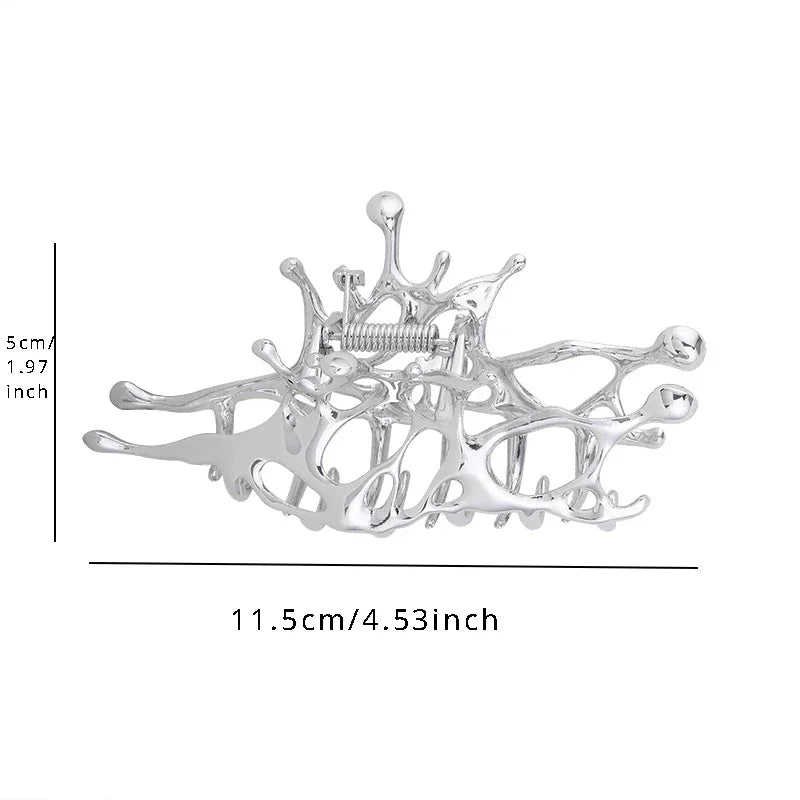 1 Geometric Claw Clips Women Large Metal Silver Korean Fashion Shark