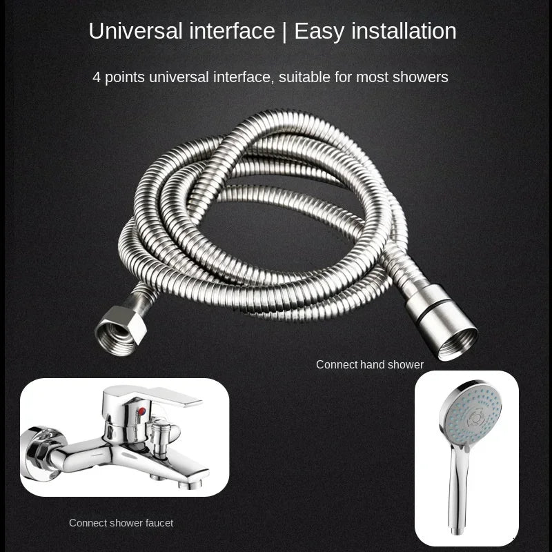 Shower Hose Garden Water Hose Black Extension 1.5/2M Pipe Flexible Accessories New Pipes SUS304 Pull Bathroom Extendable Hoses Peaceful Pleasures Health and Wellness
