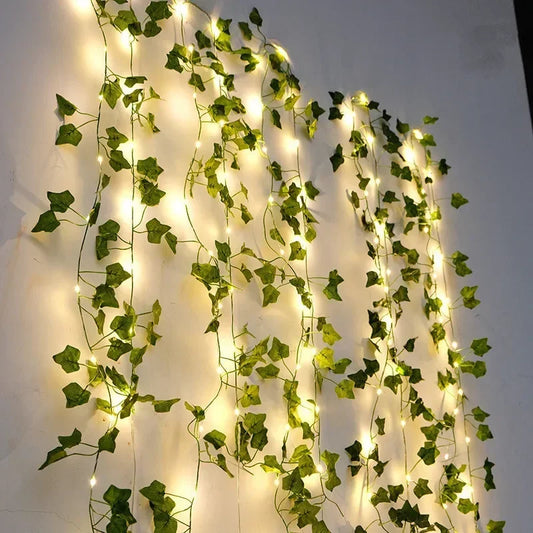 Solar Floral Green Leaf Fairy String Lights – Vine Garland Solar Fairy Lights Peaceful Pleasures Health and Wellness