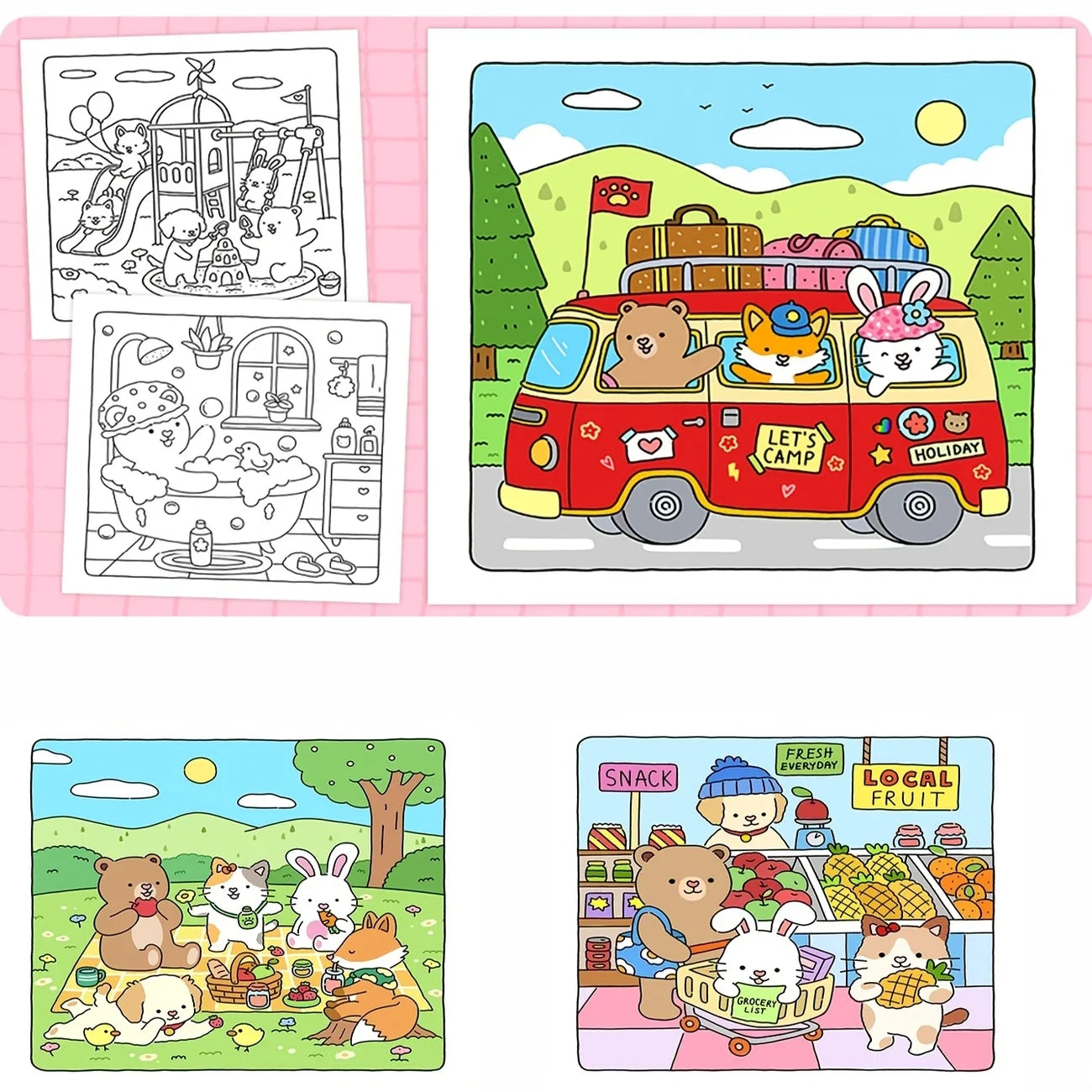 Fuzzy Friends Bold Easy Patterns Coloring Book Adults Cute Drawing