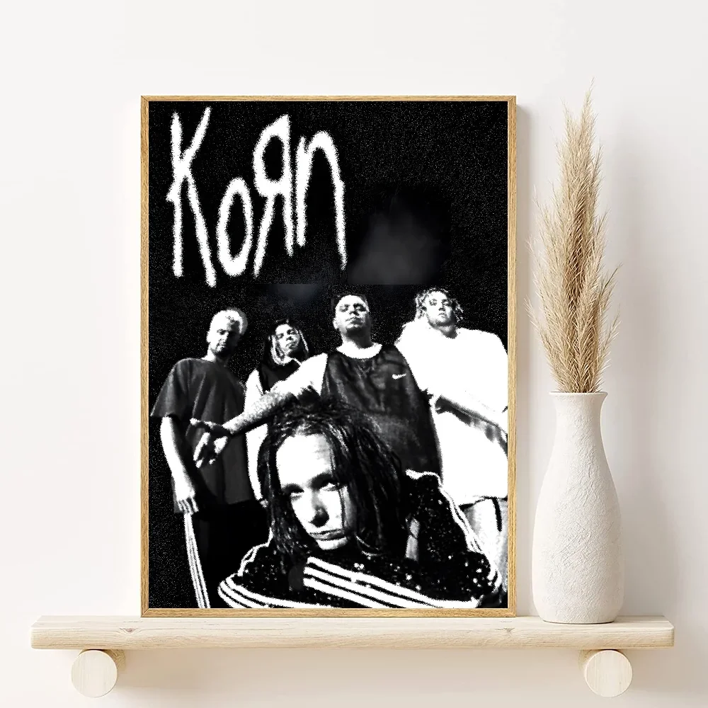 1pc Korn Rock Band Music Poster, Minimalist Aesthetics Canvas Painting Print for Living Room Modern Home Decor Peaceful Pleasures Health and Wellness z7 20x30cm Unframed