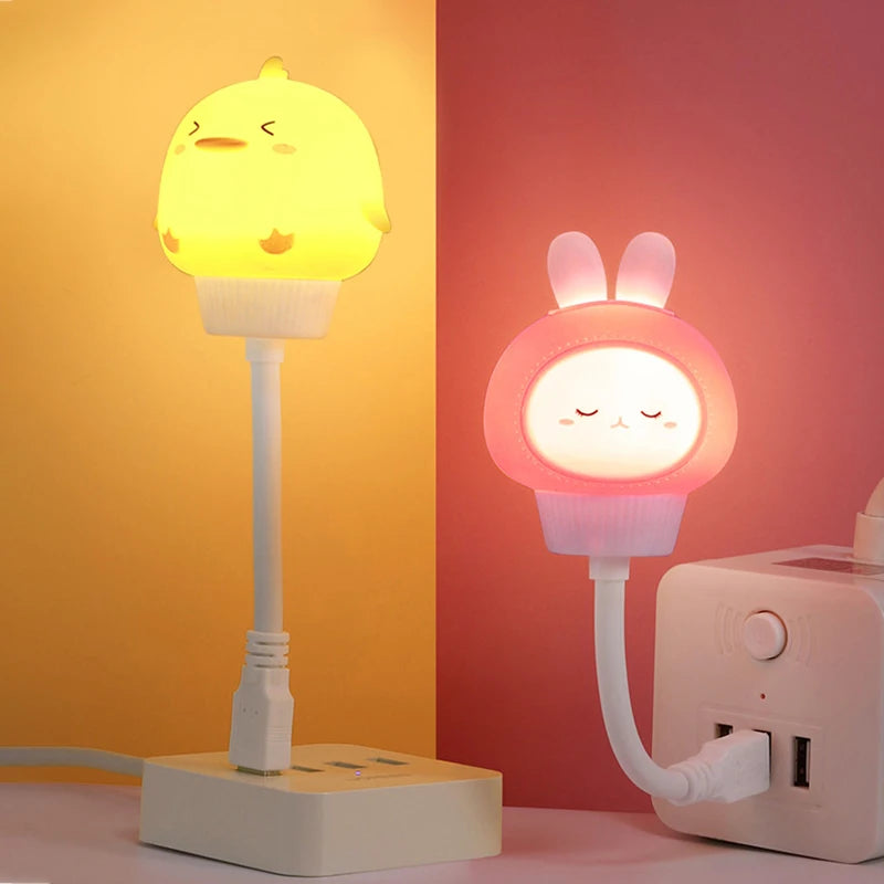USB Night Light LED Cute Cartoon Night Lamp Bear Chick Kitten for Baby Kid Bedroom Decoration Bedside Lamp Peaceful Pleasures Health and Wellness