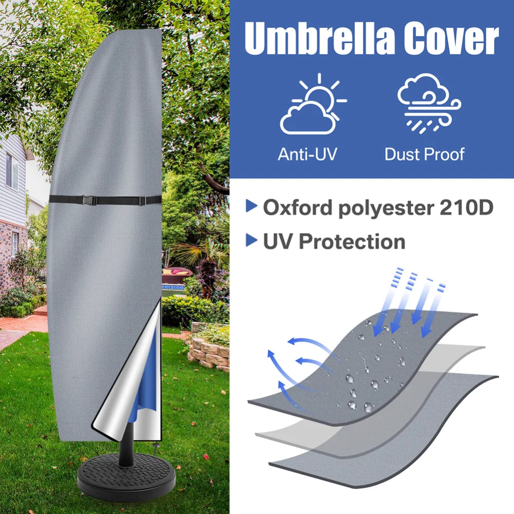 Waterproof Patio Umbrella Cover with Zipper – 7ft to 13ft