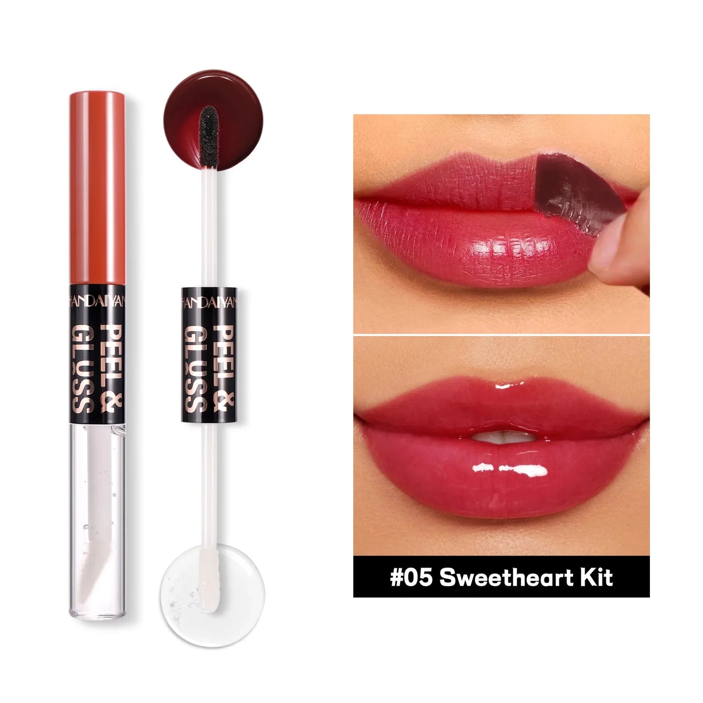 HANDAIYAN 2-in-1 Peel-Off Matte Lip Stain & Mirror Lip Gloss