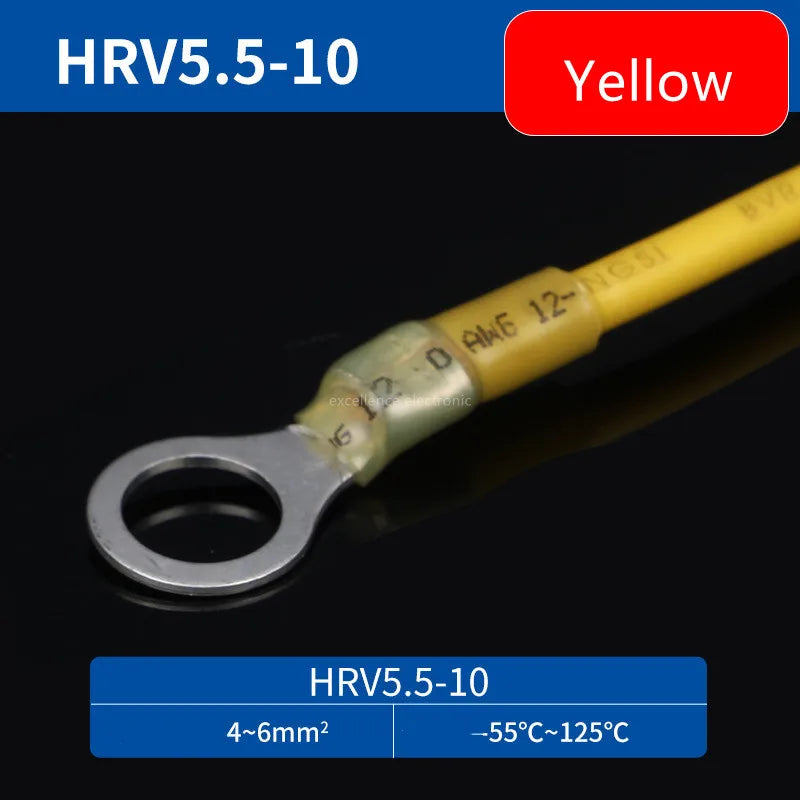 20PCS RV Circular Heat Shrink Waterproof End Male Female Plug Spring Quick Wiring Annular Pre Insulated Cold Pressed Terminal Peaceful Pleasures Health and Wellness RV5.5-M10 Yellow