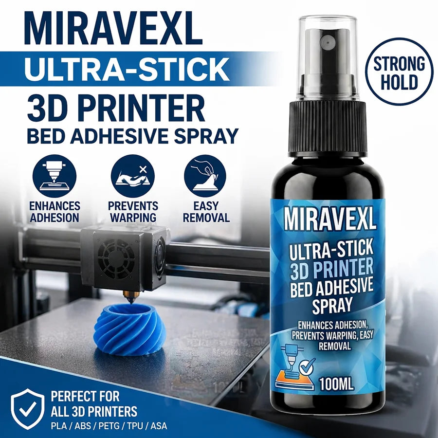 MIRAVEXL 100ml 3D Printer Bed Adhesive Spray – PLA ABS PETG TPU