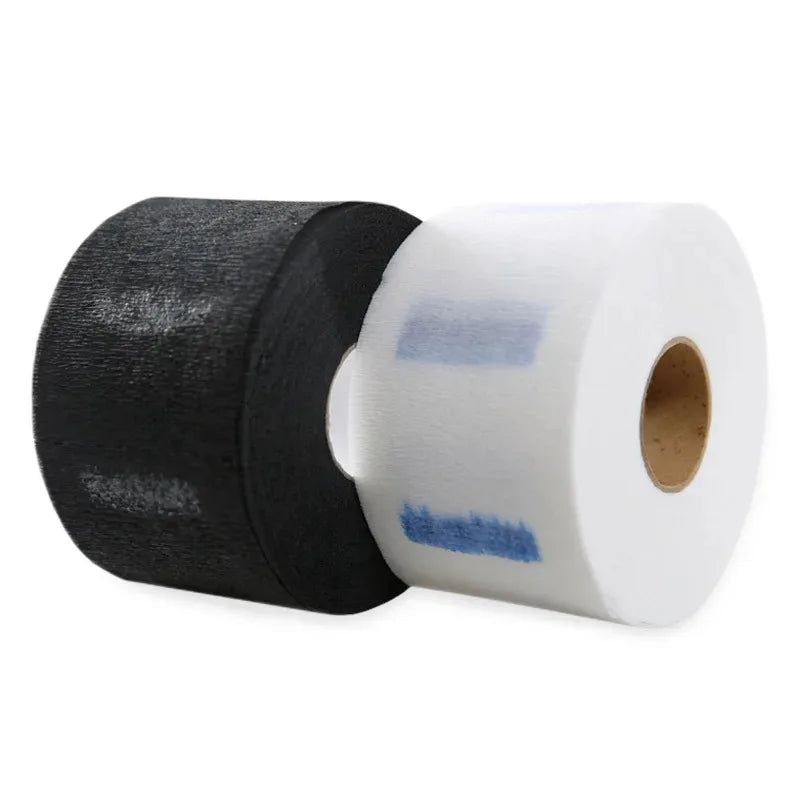 100-Pack Disposable Barber Neck Strips – White & Black Roll