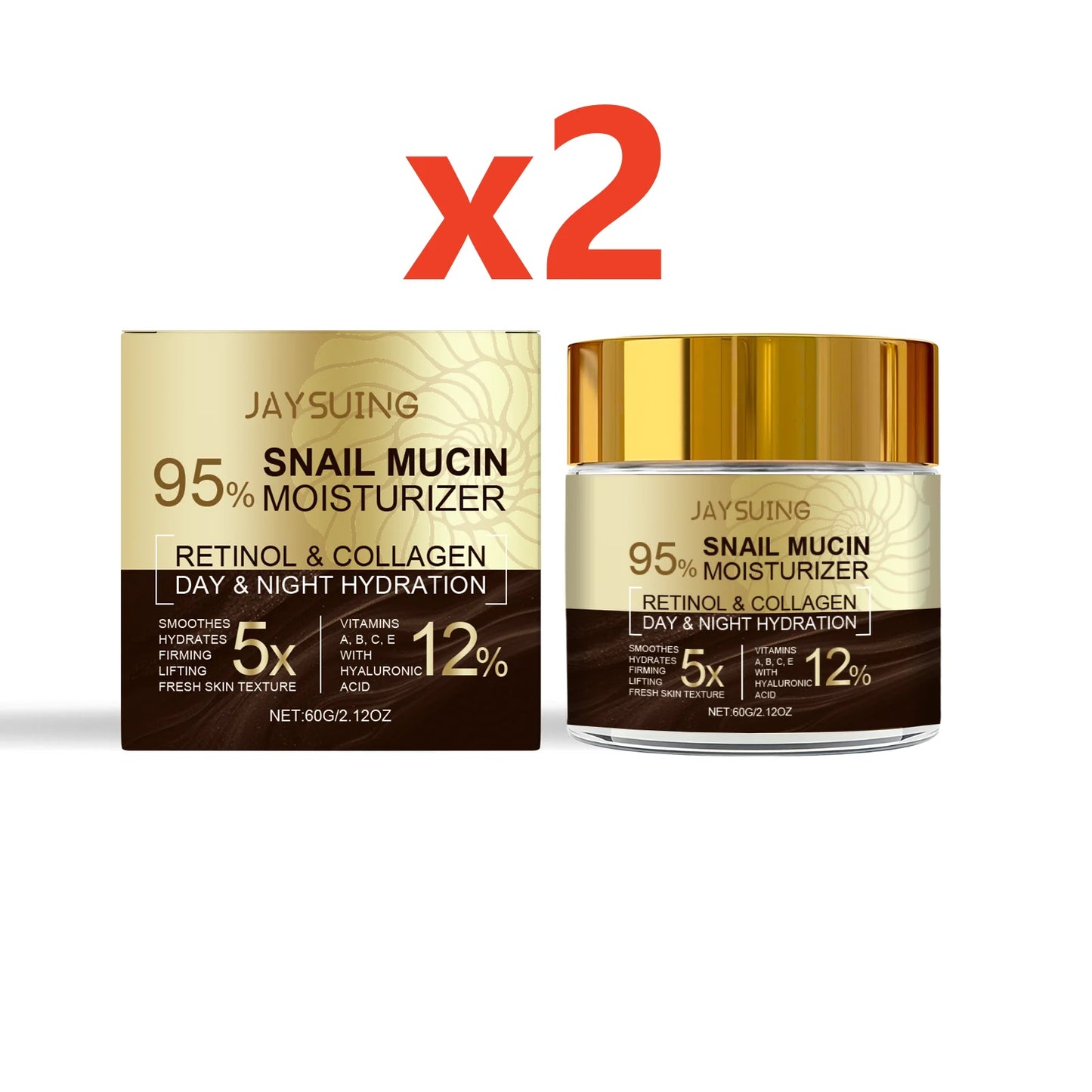 Snail Moisturizing Cream for Skin Improvement Peaceful Pleasures Health and Wellness 2x60g boxed 60g