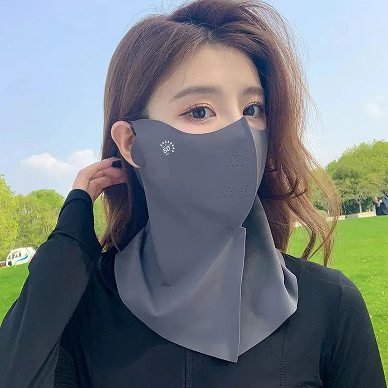 Summer Ice Silk Sunscreen Mask Peaceful Pleasures Health and Wellness Dark grey A