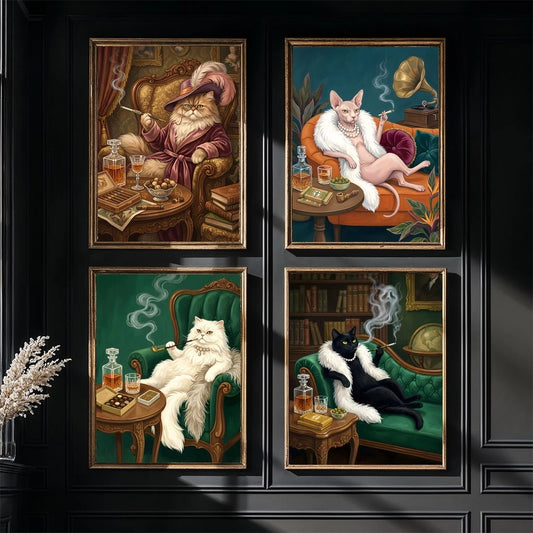 Nordic Black Cat Vintage Canvas Wall Art Poster Print | Home Decor Canvas Wall Art Peaceful Pleasures Health and Wellness