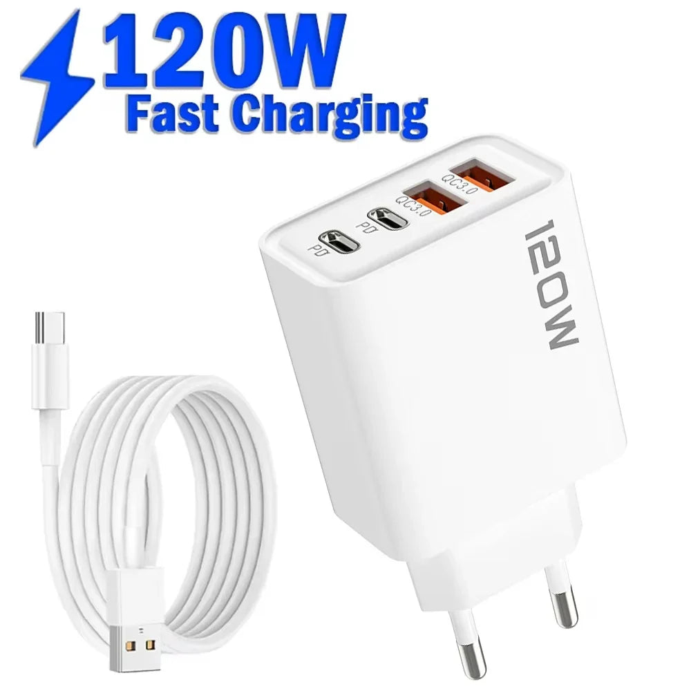 120W 4-Port USB-C Fast Wall Charger – iPhone & Android