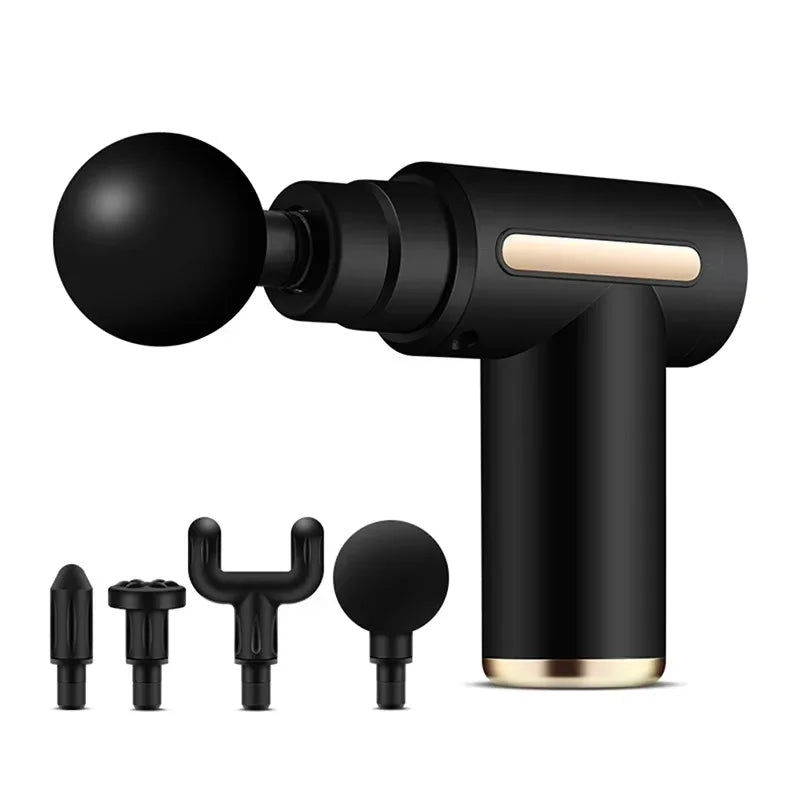 Fascia Gun Massager Instrument Portable Electric Vibrating Muscle Relaxation Tool for Sports Recovery Multifunctional Peaceful Pleasures Health and Wellness black