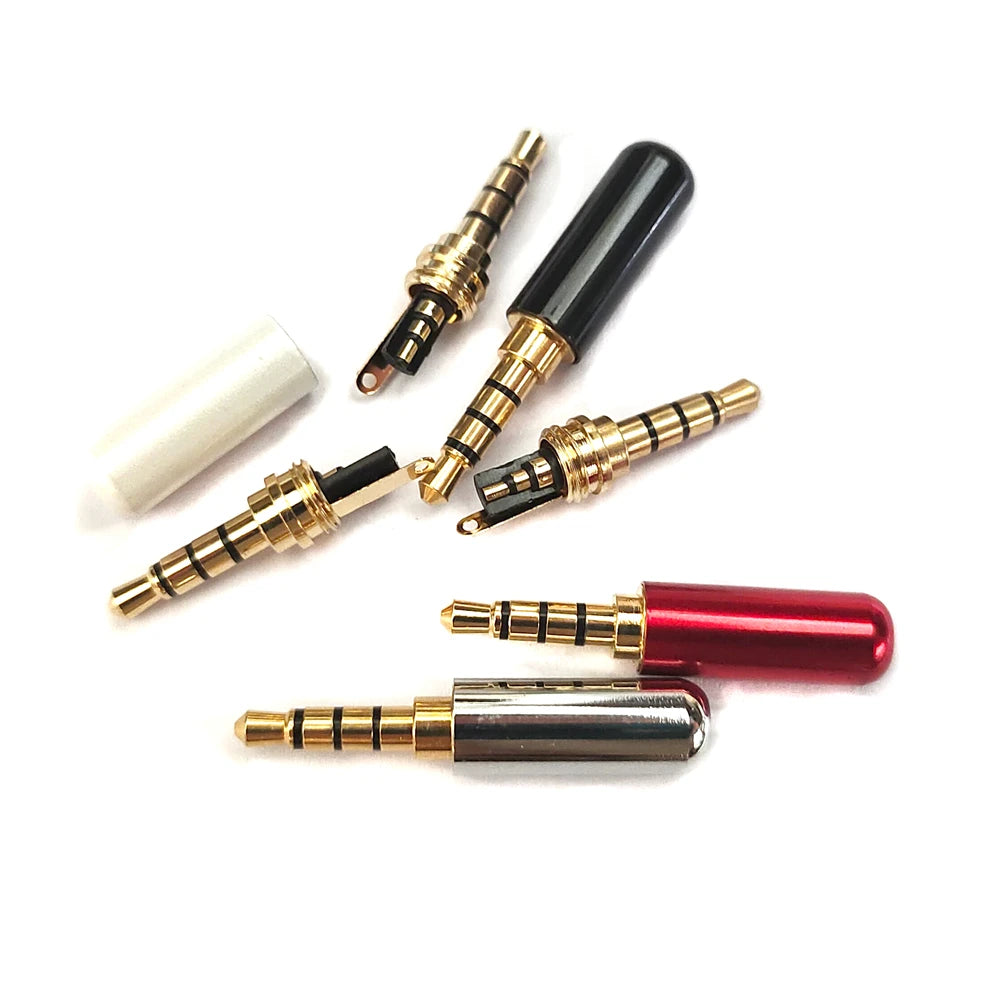 1/5PCS Copper 3/4 Pole 3.5MM Plug Male Headphone Jack 3.5MM Stereo Audio Connector for 4mm Cable Adapter Peaceful Pleasures Health and Wellness