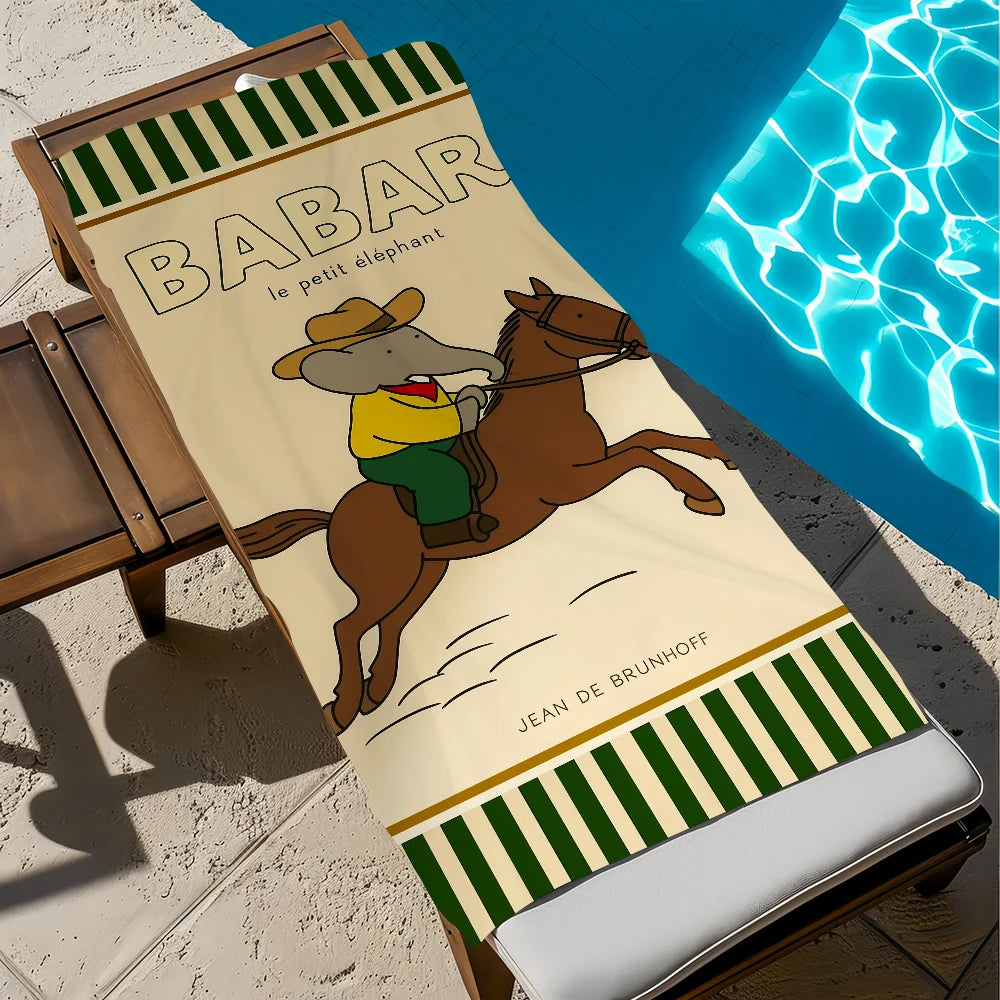 Babar Elephant Beach Towel – Quick Dry Soft Pool & Travel Towel Quick Dry Beach Towel Peaceful Pleasures Health and Wellness z1 STJ150x260CM
