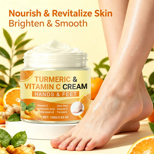Turmeric Vitamin C Moisturizing Cream for Hand and Feet Brighten Skin Tone Repairs Dry Cracked Heels Nourishes Rough Skin Care Peaceful Pleasures Health and Wellness