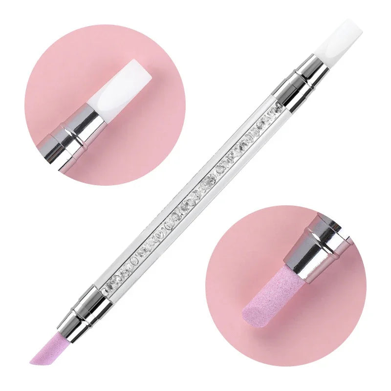 1 Pcs Double-Ended Multi-Functional Silicone Nail Pen with Quartz Cuticle Stick Dead Skin Remover Nail Polish Remover for Nail A Peaceful Pleasures Health and Wellness