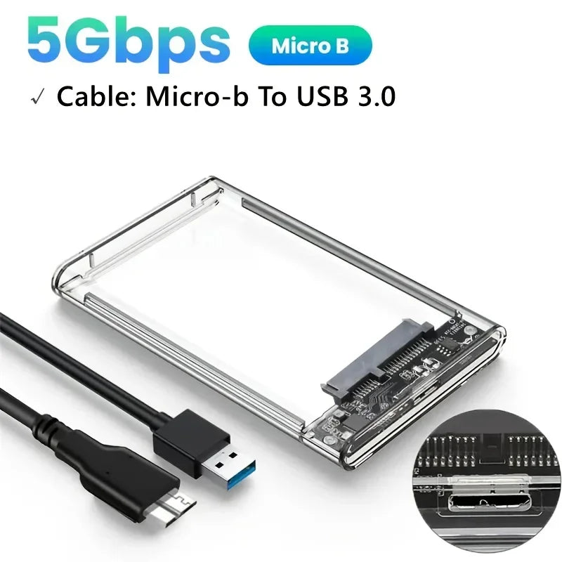 Ultra-Fast USB/Type C to SATA Hard Drive Enclosure - 5Gbps UASP Compatible with 2.5-Inch HDD/SSD for PC Mac Laptops and Desktop Peaceful Pleasures Health and Wellness Micro B-USB A