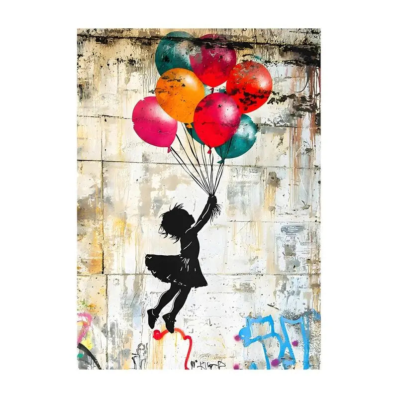 Abstract Graffiti Canvas Wall Art | Colorful Surreal Print