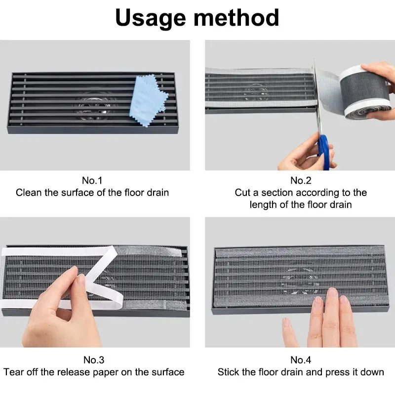 Shower Drain Hair Catcher – Self-Adhesive Filter Roll