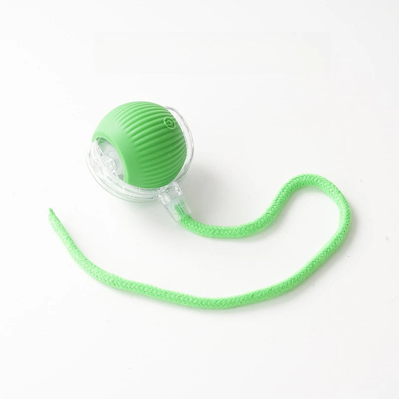 Smart Rechargeable Cat Toy Ball Automatic Rolling with Faux Tail Interactive Pet Play Training Toy for Cats Dogs Training Play Peaceful Pleasures Health and Wellness green