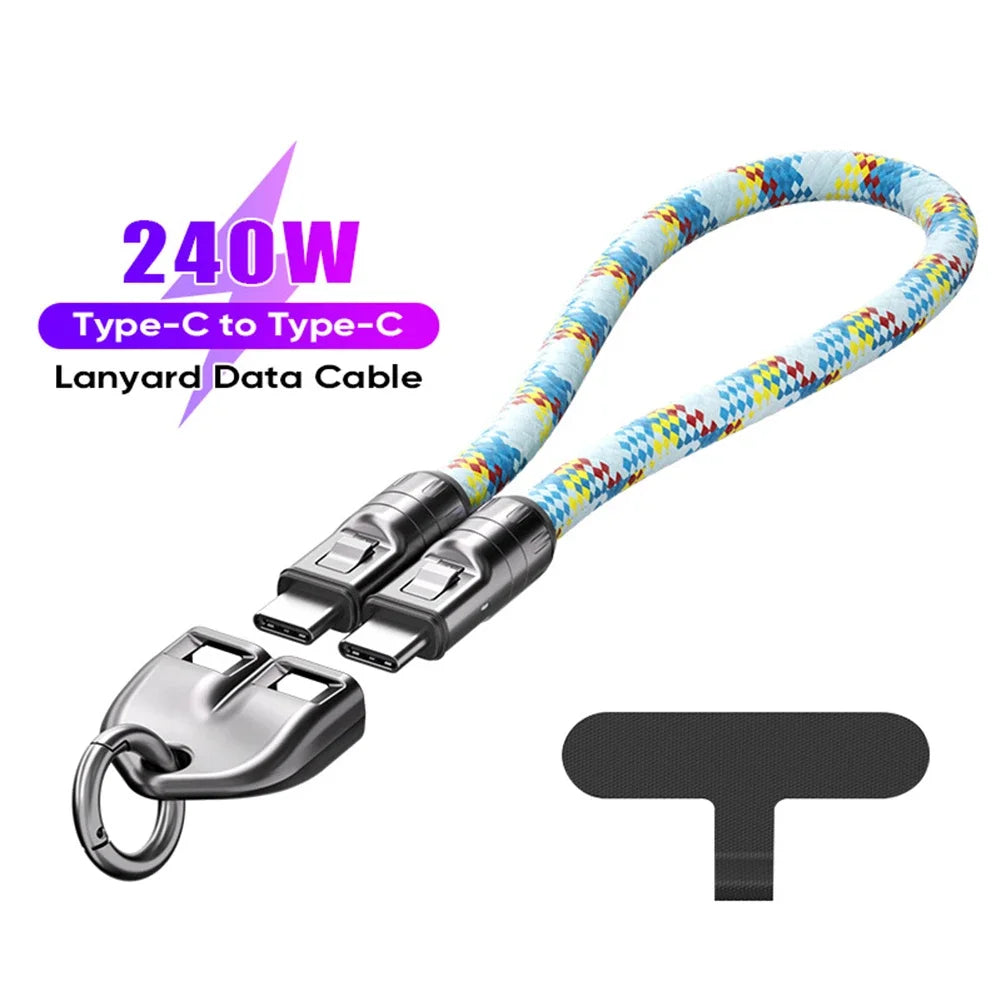 2-in-1 USB-C Lanyard & 240W Fast Charging Cable | PD Zinc Alloy