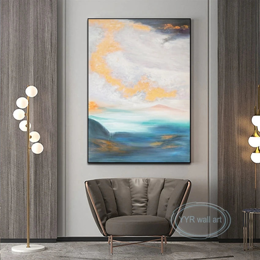 Decorative Oil Painting for Living Room Bedroom Aisle Canvas Wall Art 100% Handmade Abstract Poster Home Hotel Aesthetic Mural Peaceful Pleasures Health and Wellness