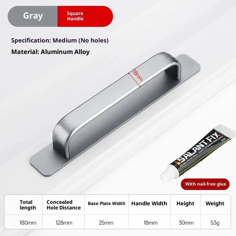 Aluminum Alloy Drill-free Handle Glass Sliding Door Window Drawer Wardrobe Push-pull Bathroom Sticker Door Handles Peaceful Pleasures Health and Wellness A29