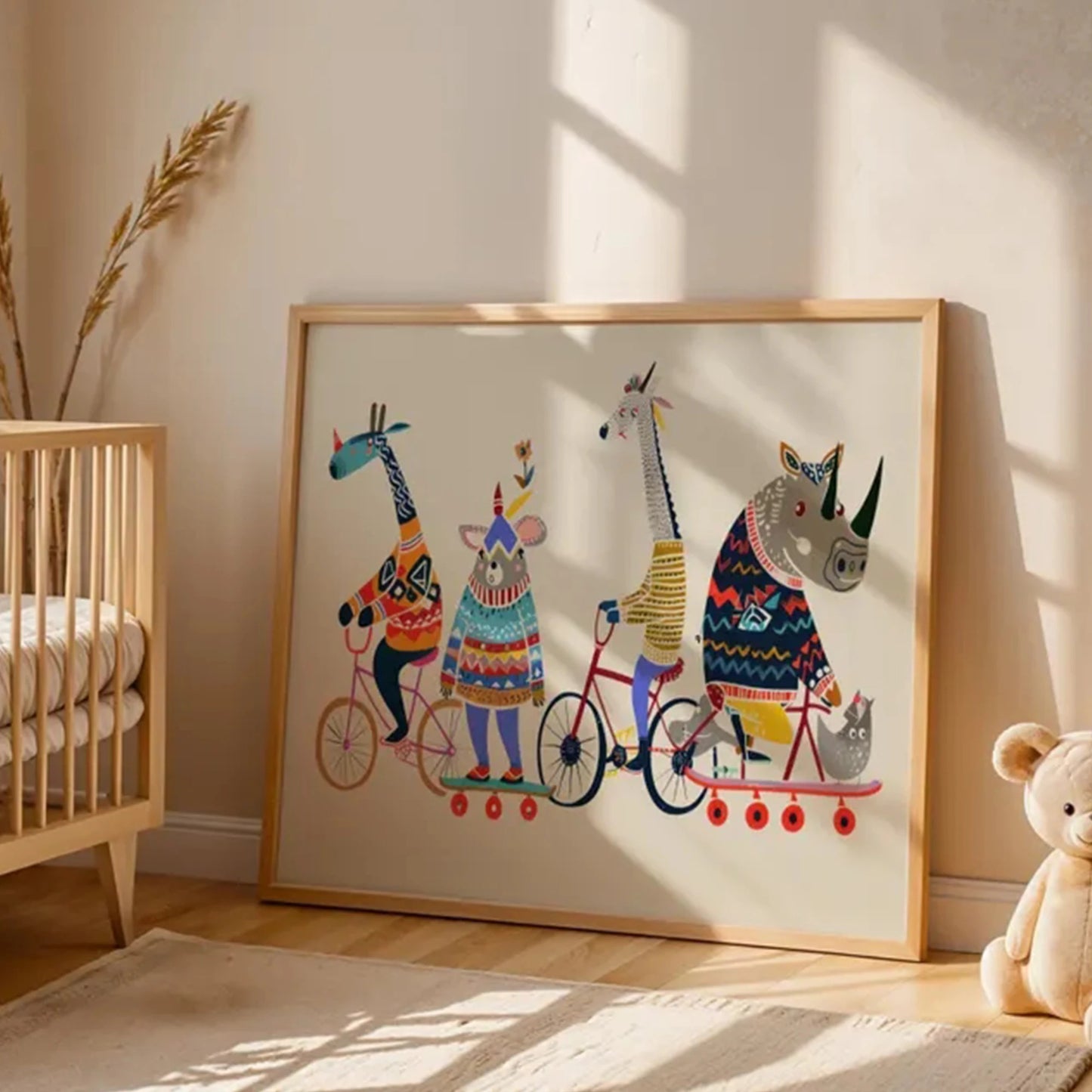 Funny Animal Bicycle Canvas Wall Art Print | Home Decor