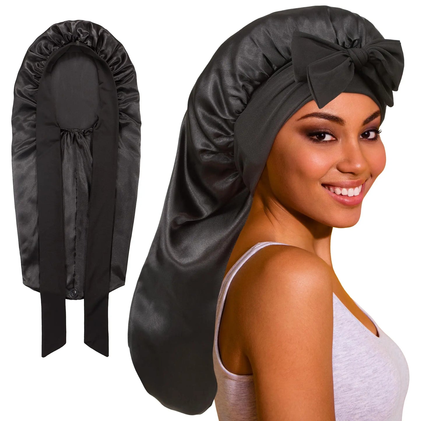 Satin Silk Sleep Bonnet for Women – Curly & Braided Hair Cap