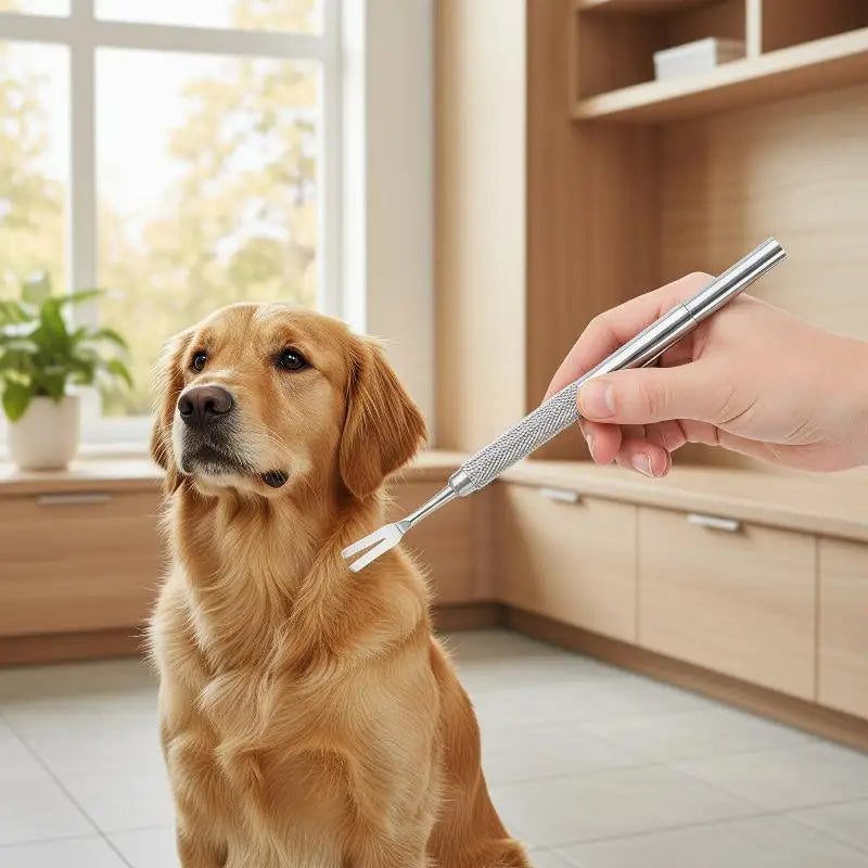 Stainless Steel Tick Removal Fork Tool for Dogs & Cats
