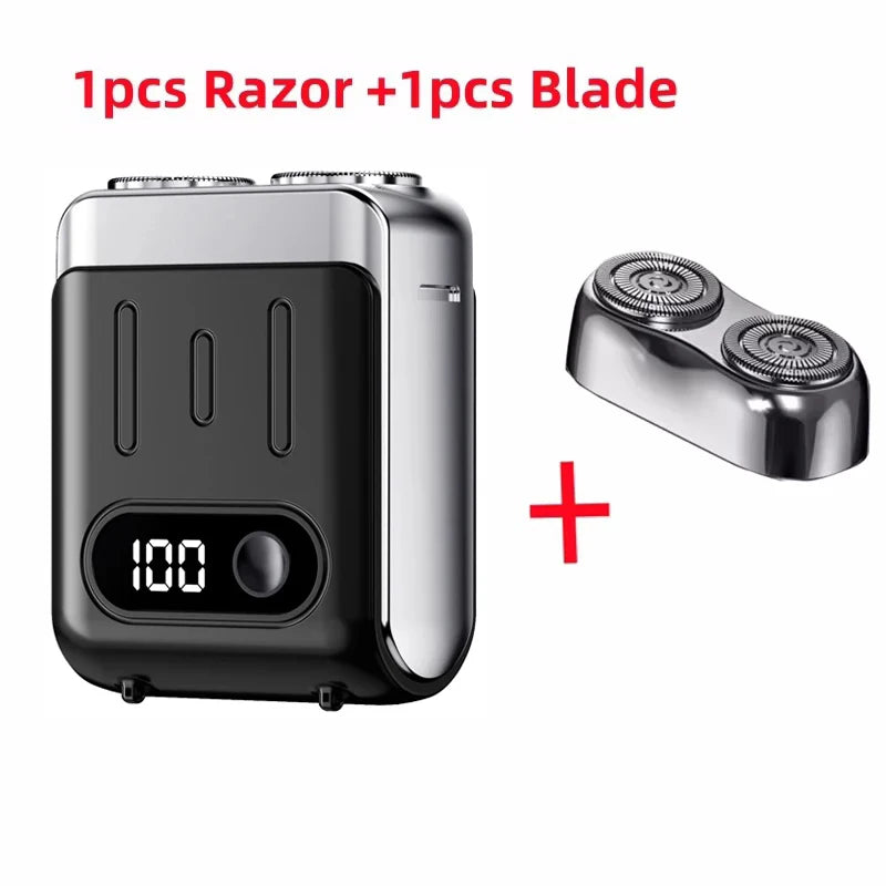 Mini Dual Blade Rotary Electric Shaver | Digital Display & Fast Charge