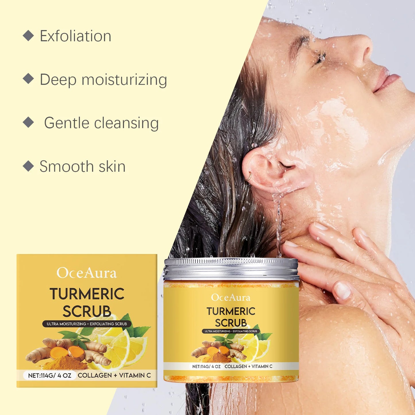 Turmeric Exfoliating Body Scrub Brightening Deeply Cleansing Dead Skin Removal Improve Dullness Refreshing Smoothing Body Scrub Peaceful Pleasures Health and Wellness