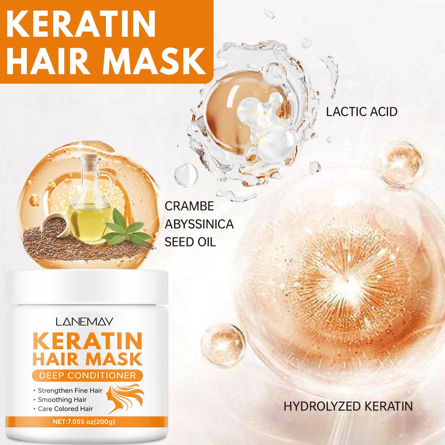 Lanemay Keratin Hair Mask – Nourishing & Smoothing 200g