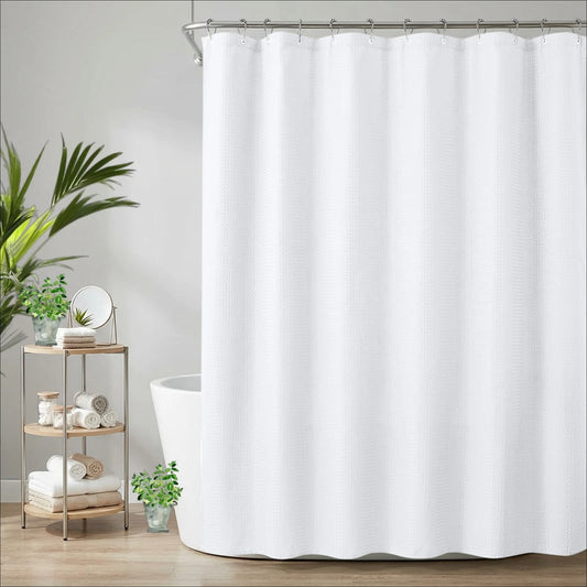 180x180cm Shower Curtain Waffle Weave Textured Oil-proof Shower Curtain for Bathroom Luxury Waterproof Curtain with 12 Hooks Peaceful Pleasures Health and Wellness