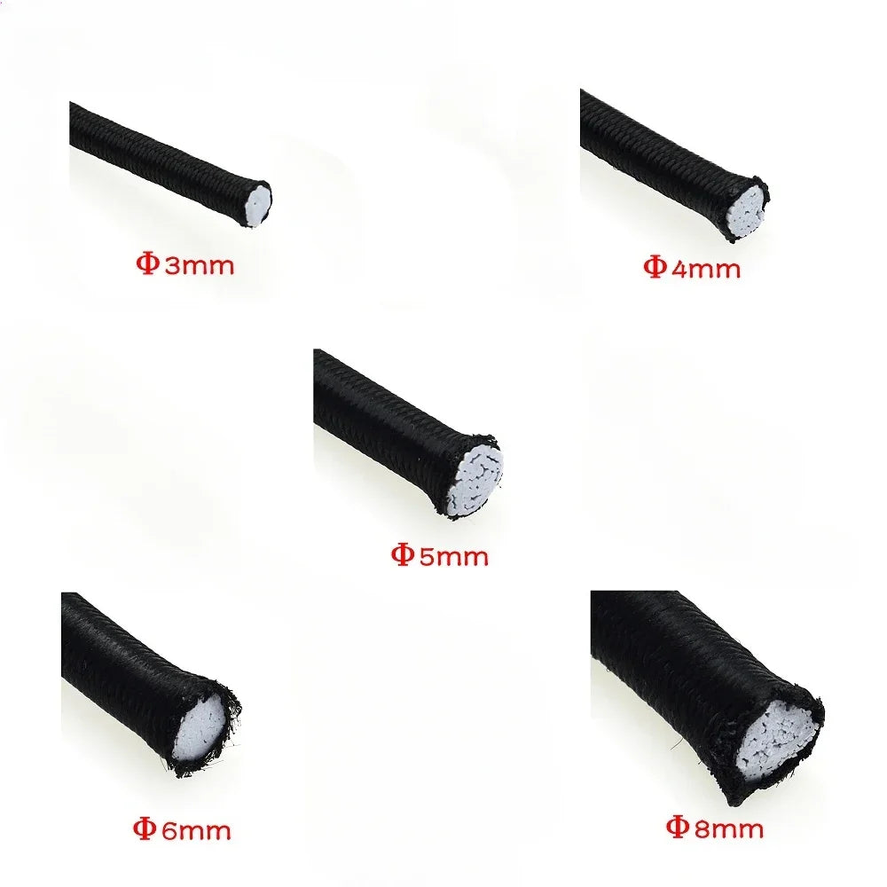 3mm/4mm/5mm/6mm/8mm Elastics Rope Elastic Cord Sewing Elastic Band Apparel Accessories Black Tent High Quality Belt Clothing Sew Peaceful Pleasures Health and Wellness
