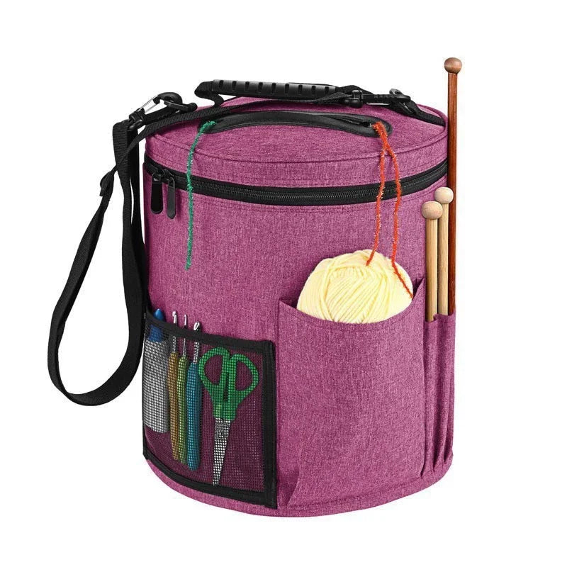 Round Yarn Storage Bag – Large Capacity Knitting Organizer for DIY Craft & Sweater Supplies Peaceful Pleasures Health and Wellness rose