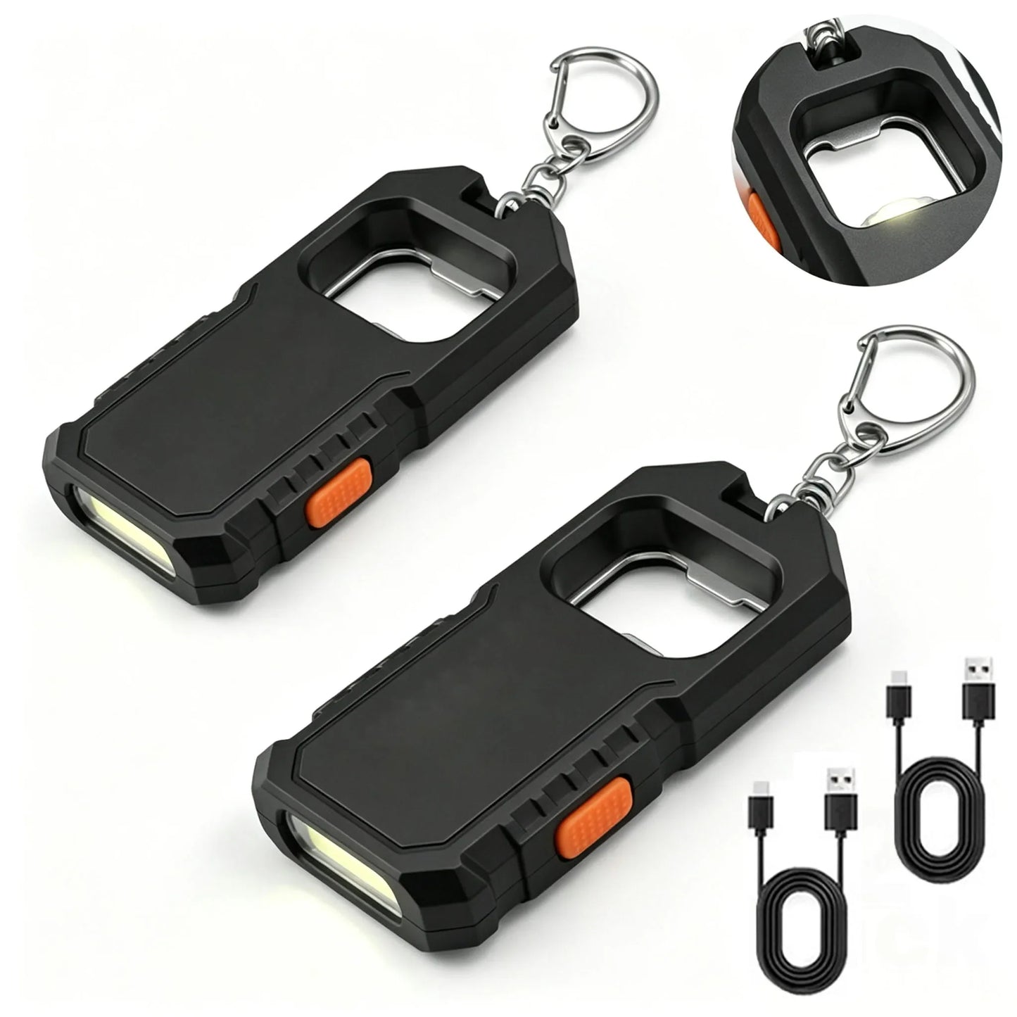 Mini Rechargeable LED Keychain Flashlight – 3 Modes, USB-C