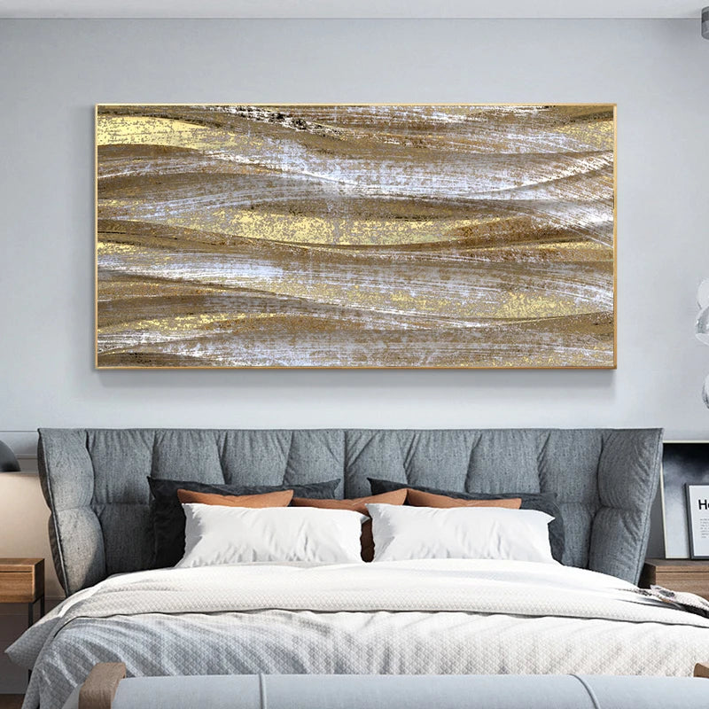 Wall Painting Abstract Golden Art Wall Pictures For Living Room Canvas Painting Home Decor Posters And Prints Vintage Cuadros Peaceful Pleasures Health and Wellness zl1 2 50x100cm