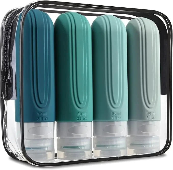 90ml Silicone Travel Bottles Set, Leakproof & Refillable Empty Containers for Shampoo Conditioner Lotion Peaceful Pleasures Health and Wellness light green Other Silicone