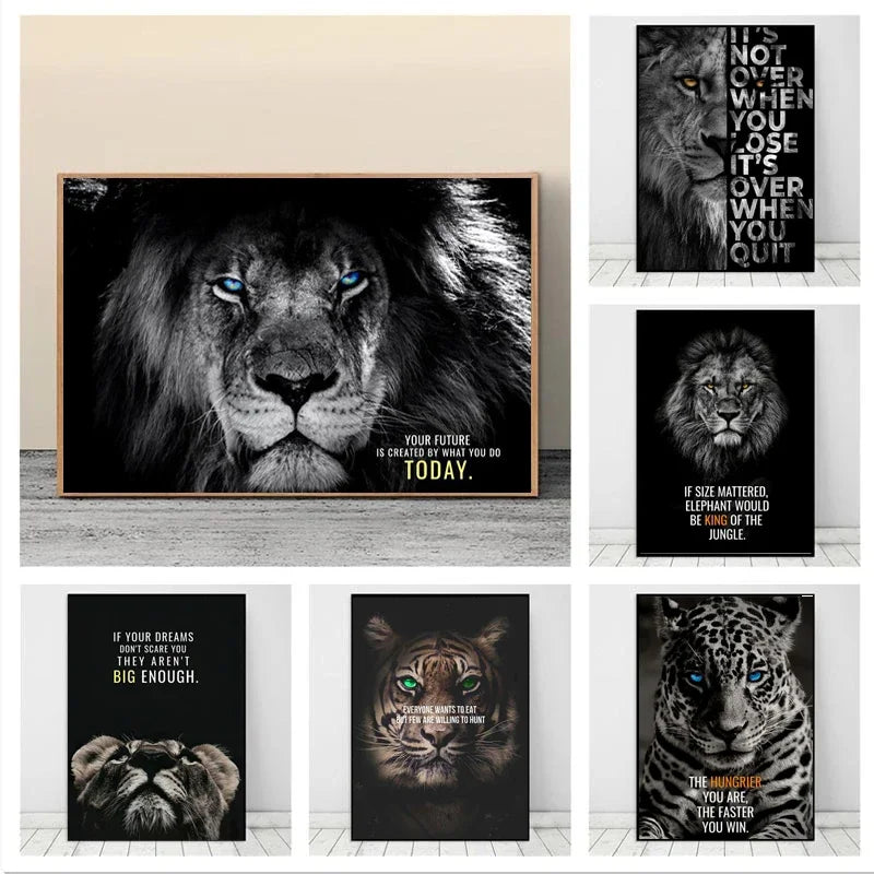 Nordic Lion Tiger Motivational Canvas Wall Art Poster Print Canvas Wall Art Peaceful Pleasures Health and Wellness